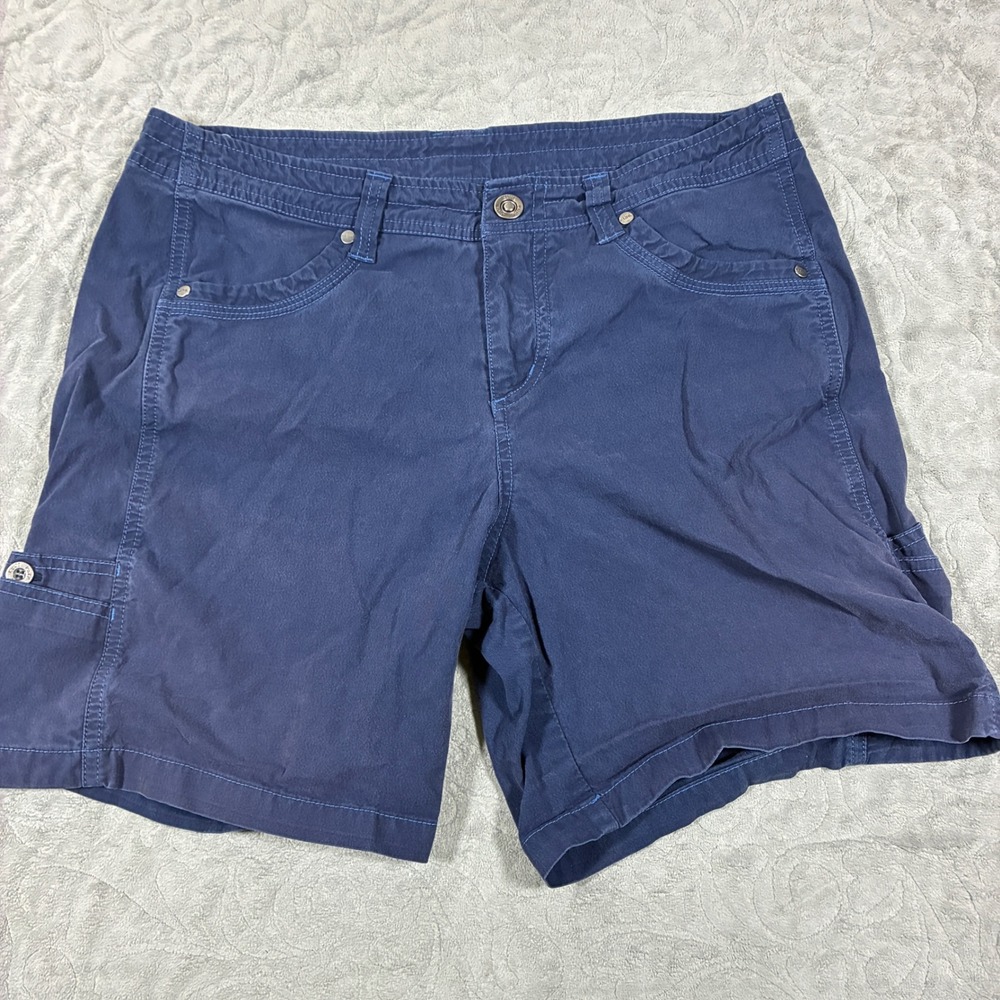 Kuhl Womens Hiking Shorts Size 10 Navy Blue Utility Cargo Stretch Granola Girl